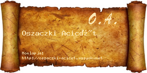 Oszaczki Acicét névjegykártya